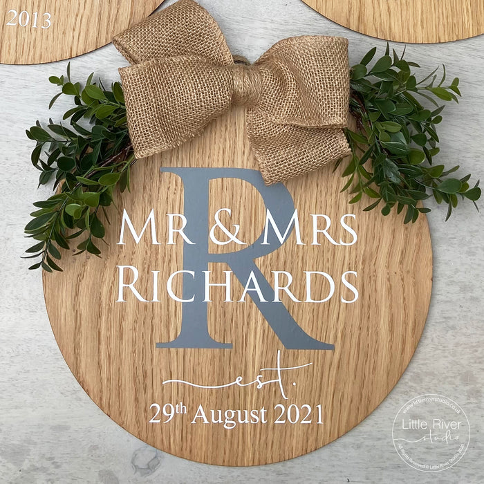 Personalised Oak Monogram Plaque