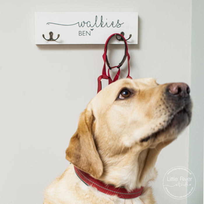 White Personalised Dog Lead Holder